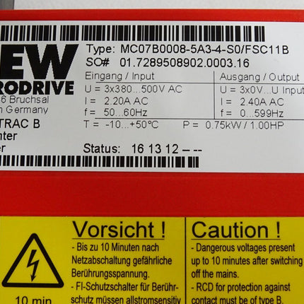 SEW Eurodrive Movitrac B Umrichter 0.75kW MC07B0008-5A3-4-S0/FSC11B