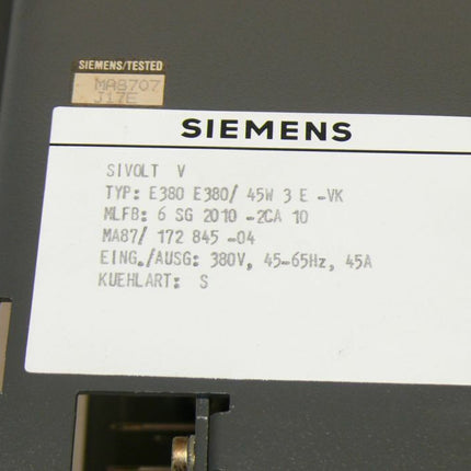 Siemens 6SG2010-2CA10 SIVOLAT-V E380/45W 3 E-VK