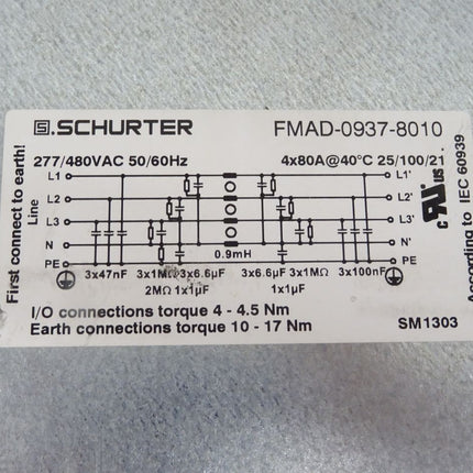 Schurter FMAD-0937-8010 /  Power Line Filters FMAD Input filter 80A