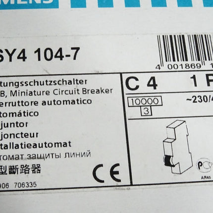 Siemens Leitungsschutzschalter 5SY4104-7 / Neu OVP