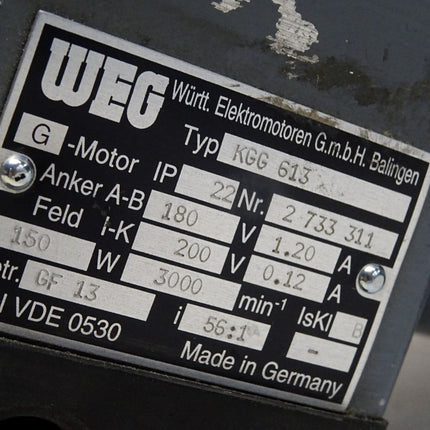 WEG KGG613 KGG 613 G-Motor Getriebemotor GF13 3000min-1 i 56:1