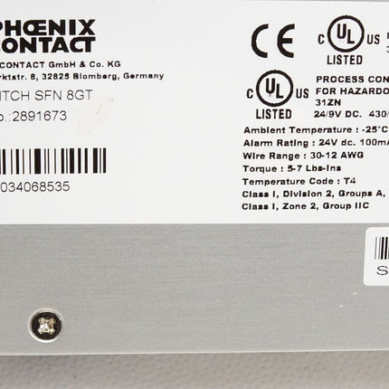 Phoenix Contact Industrial Ethernet Switch 2891673 FL SWITCH SFN 8GT