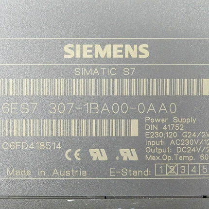 Siemens Simatic 6ES7307-1BA00-0AA0 / 6ES7 307-1BA00-0AA0