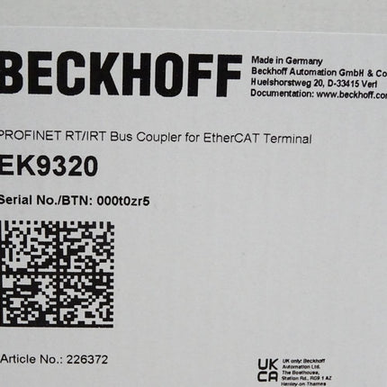 Beckhoff EK9320 PROFINET-RT-Buskoppler / Neu OVP