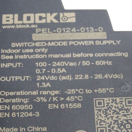 Block PEL-0124-013-0 Switched Mode Power Supply