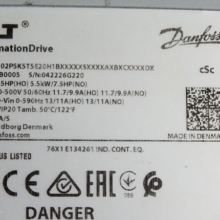 Danfoss VLT Automation Drive 131B0005 FC-302P5K5T5E20H1 5.5kW