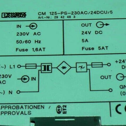 PHOENIX CONTACT CM125-PS-230AC/24DCU/5  - CM 125-PS- In 230V - Out 24V