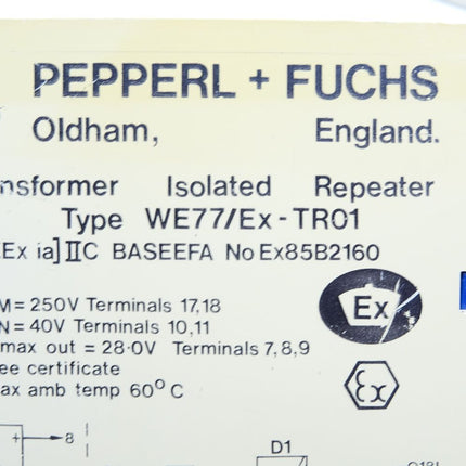 Pepperl+Fuchs Transformer Isolated repeater WE77/Ex-TR01