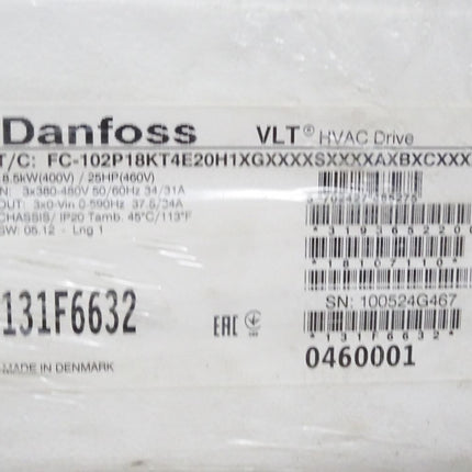 Danfoss VLT HVAC Drive 131F6632 18.5kW FC-102P18KT4E20H1 / Neu OVP