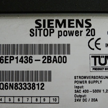 Siemens Sitop Power 20 6EP1436-2BA00 6EP1 436-2BA00