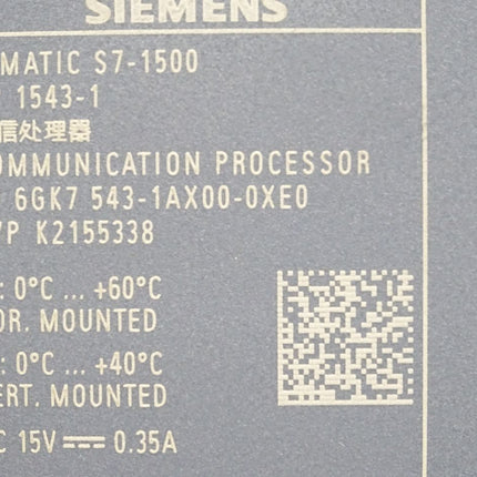 Siemens S7-1500 CP1543-1 6GK7543-1AX00-0XE0 6GK7 543-1AX00-0XE0