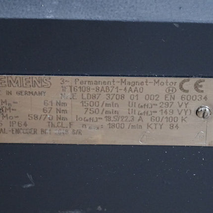 Siemens Permanent-Magnet-Motor 1FT6108-8AB71-4AA0  1800min-1