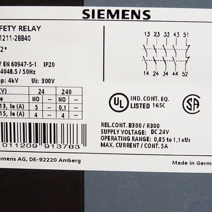 Siemens Safety Relay 3SK1211-2BB40