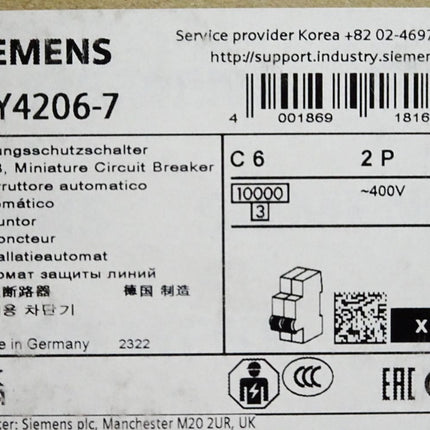 Siemens 5SY4206-7 Leitungsschutzschalter / Neu OVP