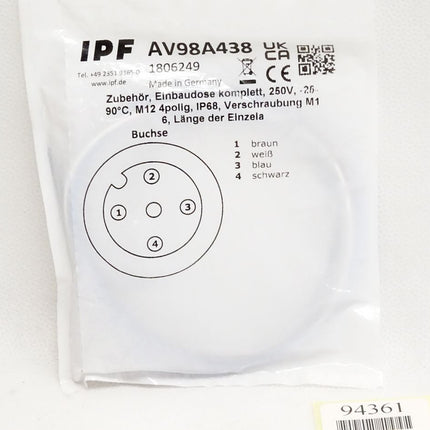 Ipf electronic Einbaustecker AV98A438 1806249 / Neu OVP