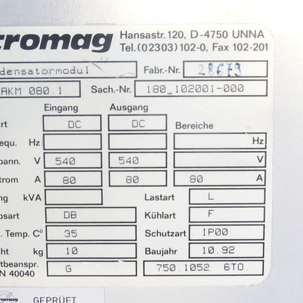 Stromag AKM 080.1 Kondensatormodul / 180_102001-000