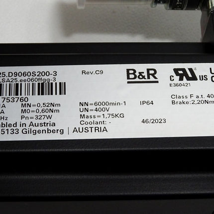 B&R Servomotor 6000rpm 8LSA25.D9060S200-3 / Neu OVP