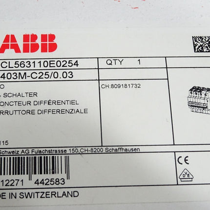 ABB 2CCL563110E0254 FS403M-C25/0.03  FI/LS-Schalter RCBO / Neu OVP