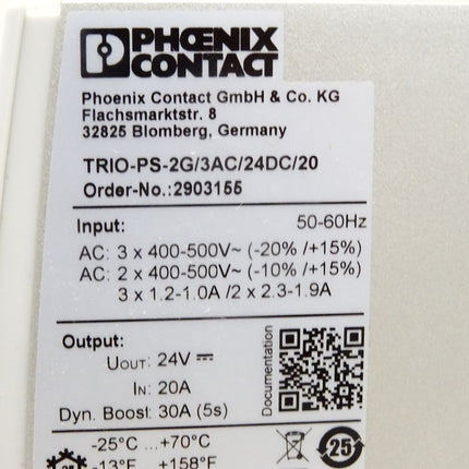 Phoenix Contact Stromversorgung 2903155 TRIO-PS-2G/3AC/24DC/20 / Neu OVP