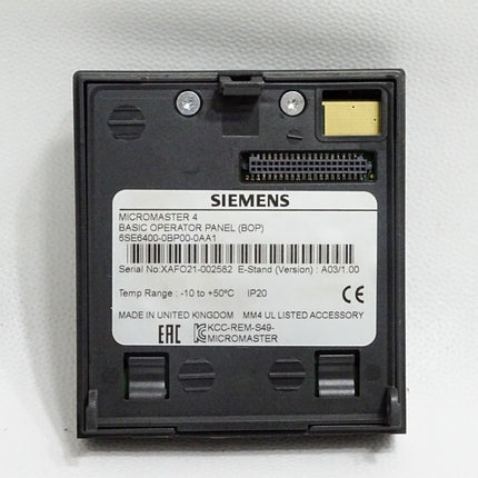 Siemens Micromaster 4 BOP Panel 6SE6400-0BP00-0AA1