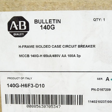 Allen Bradley 140G-H6F3-D10 Molded Case Circuit Breaker / Neu OVP