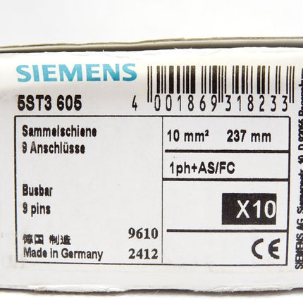 Siemens Sammelschiene / 5ST3605 / Inhalt : 10 Stück / Neu OVP