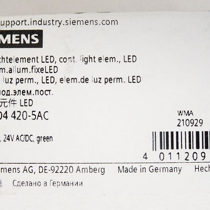 Siemens Dauerlichtelement LED grün 8WD4420-5AC / Neu OVP