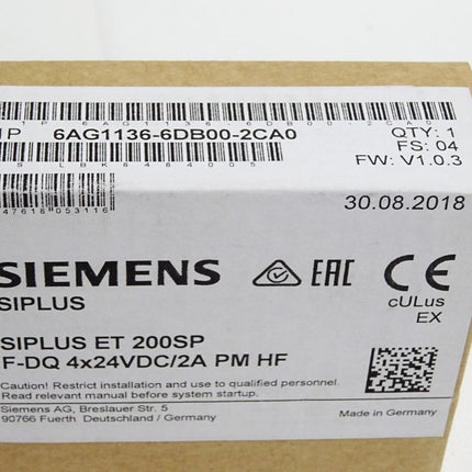 Siemens Siplus ET200SP 6AG1136-6DB00-2CA0 / Neu OVP versiegelt