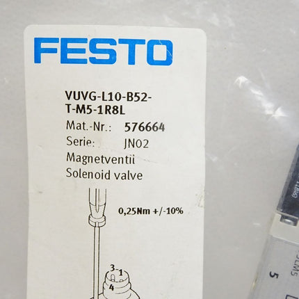 Festo 576664 VUVG-L10-B52-T-M5-1R8L Magnetventil / Neu OVP