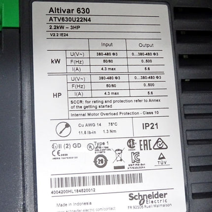 Schneider Electric Altivar 630 ATV630U22N4 2.2kW / Neu