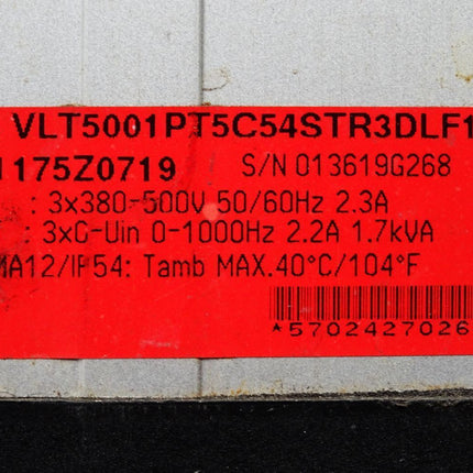 Danfoss 175Z0719 VLT5001PT5C54STR3DLF10A00 Frequenzumrichter 0.75kW