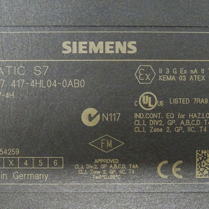 Siemens Simatic S7 CPU 417-4H 6ES7417-4HL04-0AB0 / 6ES7 417-4HL04-0AB0 E:03