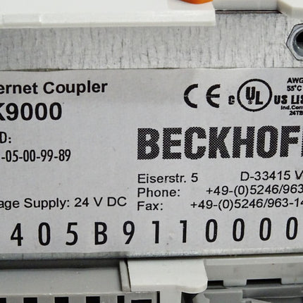 Beckhoff Ethernet Koppler BK9000