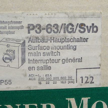 Klöckner Moeller Hauptschalter P3-63/iG/Svb Leistungstrenner Aufbau-Hauptschalter / Neu OVP