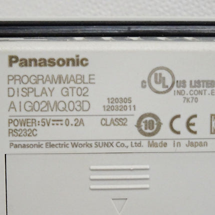 Panasonic Programmable Display GT02 AIG02MQ03D