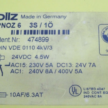 Pilz 474899 PNOZ/6 24VDC 3S 1Ö Sicherheitsrelais