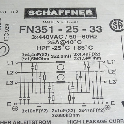 Schaffner Filter FN351-25-33 SEW Netzfilter 8257183 08257183 NF025-443