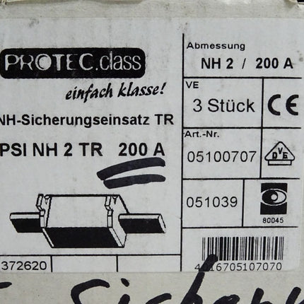 Protec.class NH-Sicherungseinsatz TR 05100707 PSI NH 2 TR 200A  / Inhalt:3 Stück / Neu OVP