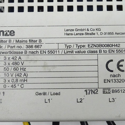 Lenze EZN3B0080H42 / 386667 / 386 667 NEtzfilter B