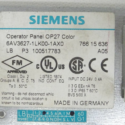 Siemens 6AV3627-1LK00-1AX0 Back Cover Rückschale 6AV3 627-1LK00-1AX0