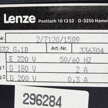 Lenze Drehzahlregler 532_G.1B 336304 - Gehäuse mit Steuerung 5032 GP.1B 336303