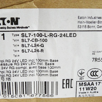 Eaton Signalsäule SL7-100-L-RG-24LED Sl7-CB-100 SL7-L24-G SL7-L24-R / Neu OVP