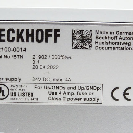 Beckhoff Netzteil CX2100-0014 / Neu - Unbenutzt