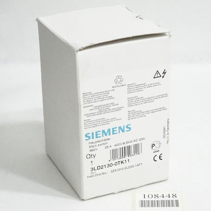 Siemens Hauptschalter 3LD2130-0TK11 / Neu OVP