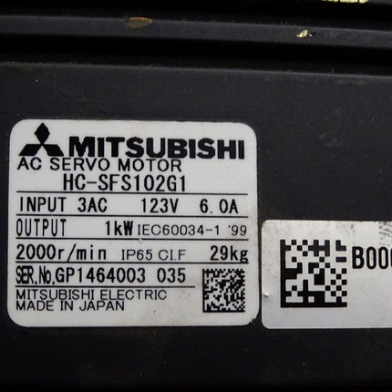 Mitsubishi Servomotor HC-SFS102G1 1kW 2000r/min