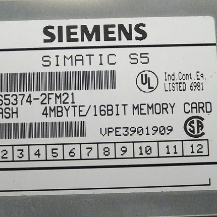 Siemens SIMATIC S5 6ES5374-2FM21 FLASH 4MBYTE 16BIT Memory Card