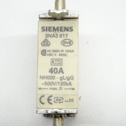 Siemens 3NA3 817 / NH000- gL/gG 500V/120kA / 3NA3817 NEU