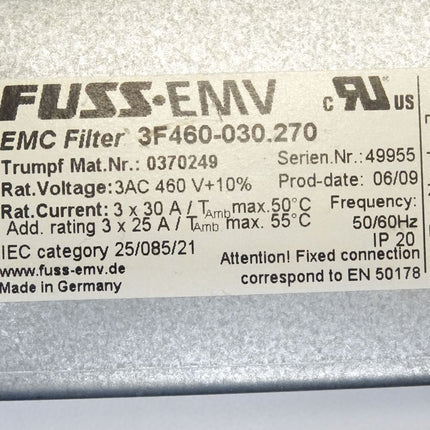 Fuss EMV / EMC Filter / 3F460-030.270 / 0370249