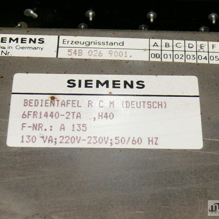 Siemens 6FR1440-2TA, H40 Bedientafel RCM(Deutsch)  6FR1 440-2TA / 1 Taste fehlt