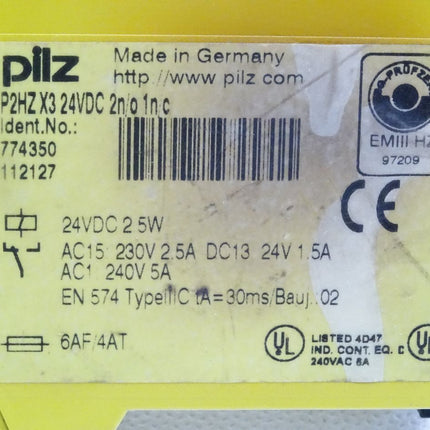 Pilz 774350 Sicherheitsschaltgerät P2HZ X3 24VDC 2n/o 1n/c